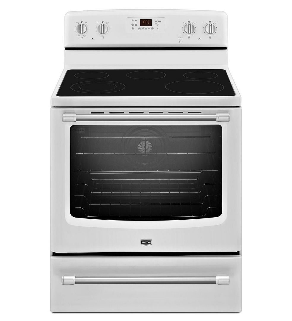 MAYTAG ELECTRIC FREESTANDING RANGE WHITE WITH CONVECTION OVEN MER8700DW